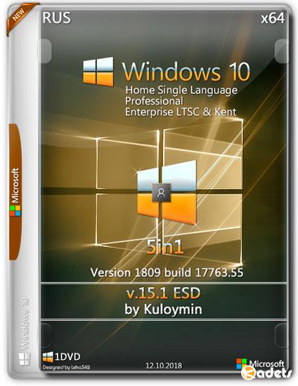 Windows 10 x64 1809.17763.55 5in1 v.15.1 ESD by Kuloymin (RUS/2018)